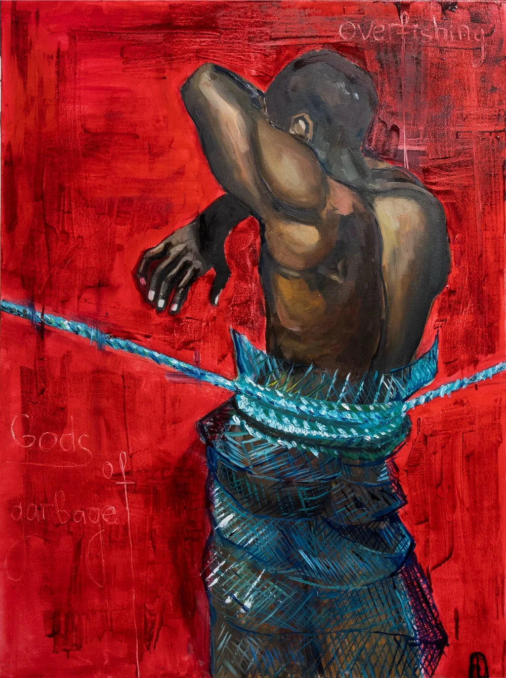 Overfishing Oil on canvas 30x40 inch Framed