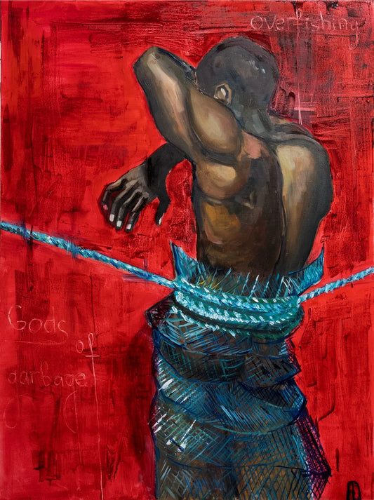 Overfishing Oil on canvas 30x40 inch Framed